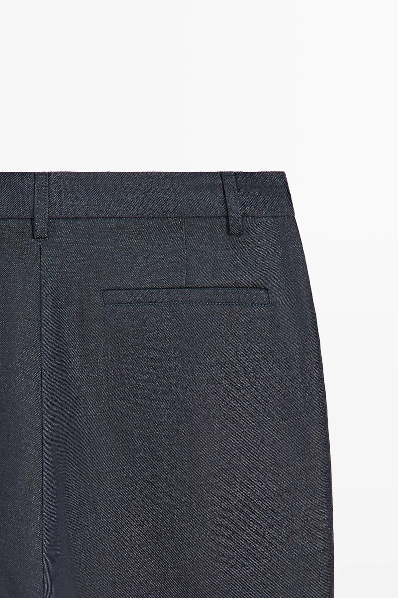 100% linen total look melange trousers