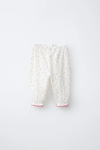 TEXTURED FLORAL PANTS