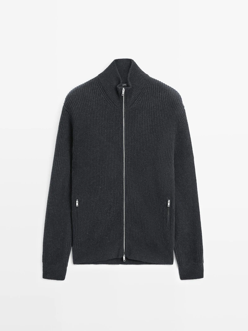 Cardigan poches fermeture Éclair détail contrastant