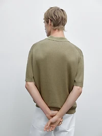 Cutwork V-neck polo shirt