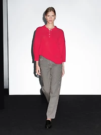 Striped low-rise straight-leg jeans