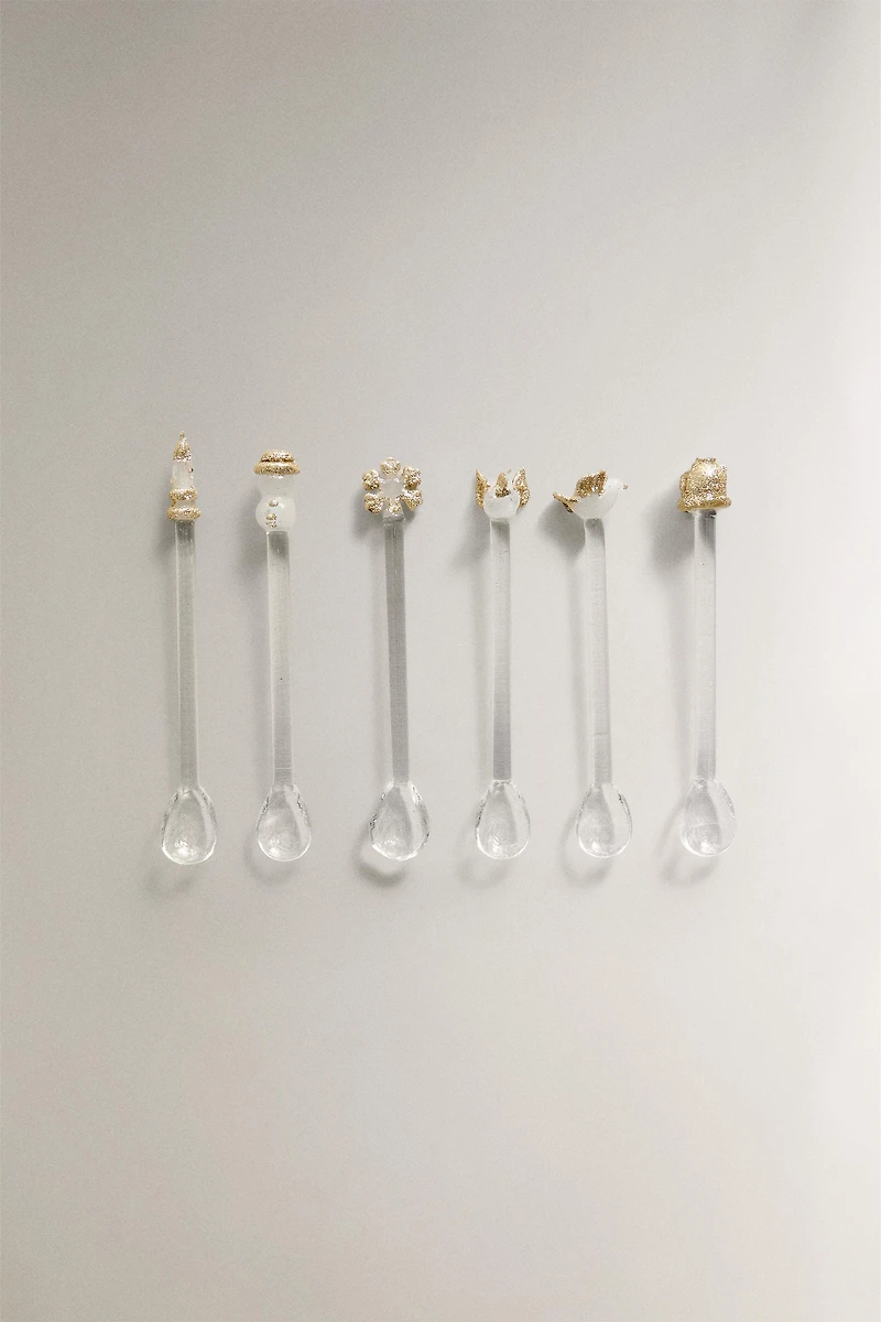 SET OF SHINY CHRISTMAS GLASS DESSERT SPOONS (SET OF 6)