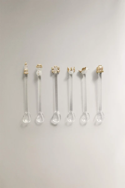 SET OF SHINY CHRISTMAS GLASS DESSERT SPOONS (SET OF 6)