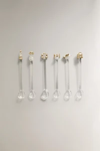 SET OF SHINY CHRISTMAS GLASS DESSERT SPOONS (SET OF 6)