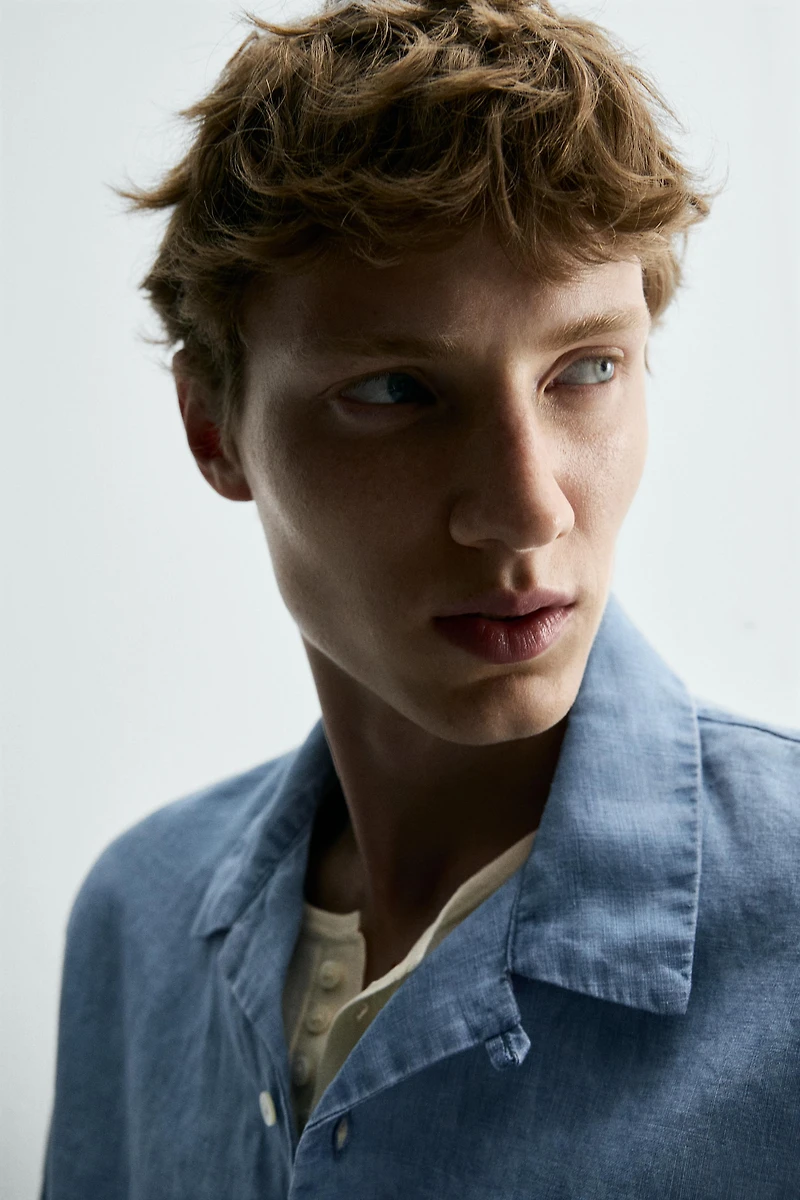 INDIGO 100% LINEN RELAXED FIT SHIRT