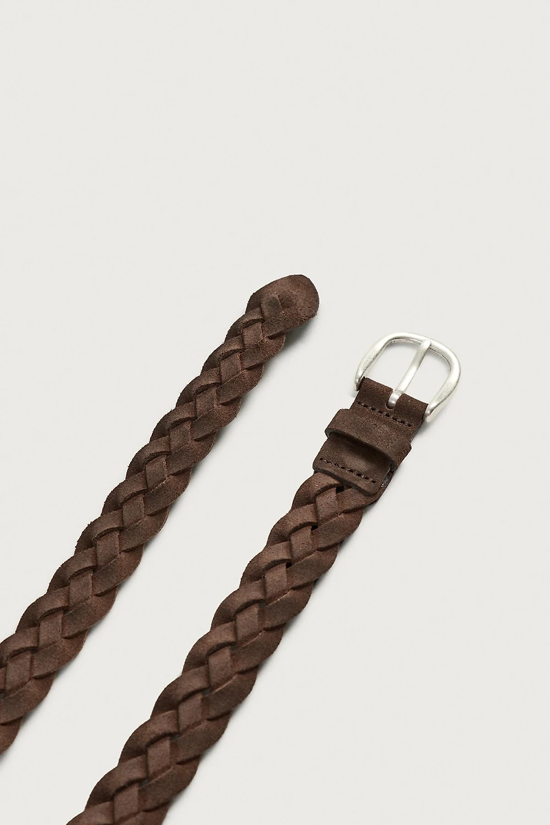 WAXED EFFECT BRAIDED LEATHER BELT