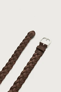 WAXED EFFECT BRAIDED LEATHER BELT