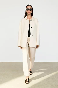 Medium single-breasted wool blend coat
