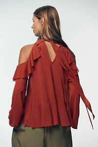 RUFFLED HALTER TOP