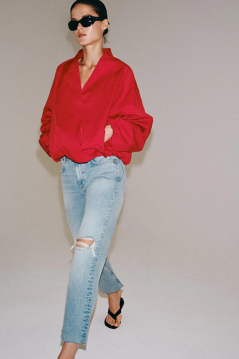 ZW COLLECTION RELAXED BOOTCUT MID-RISE CROPPED JEANS