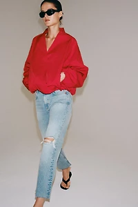 ZW COLLECTION RELAXED BOOTCUT MID-RISE CROPPED JEANS