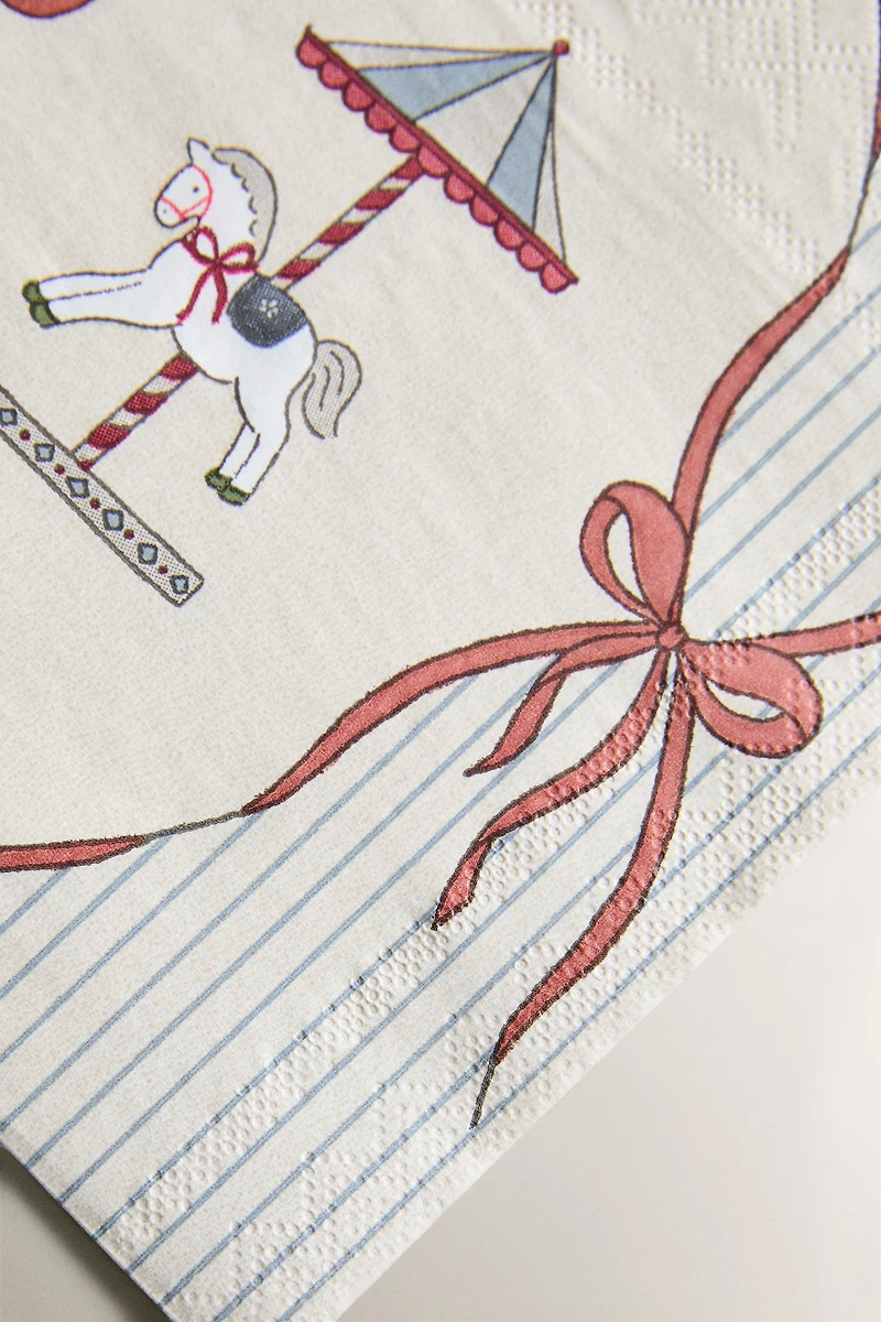 SET OF CHILDREN'S CHRISTMAS CAROUSEL PAPER NAPKINS (SET OF 20)