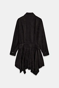 BELTED FAUX SUEDE MINI DRESS