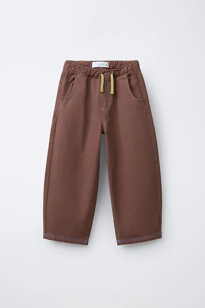 BALLOON TOPSTITCHED PANTS