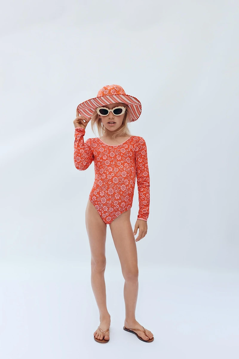 4-14 YEARS/ LONG SLEEVE FLORAL SWIMSUIT LIMITED EDITION