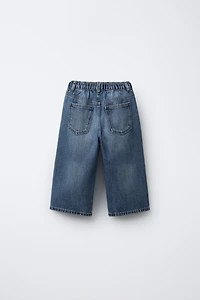 DRAWSTRING WIDE LEG JEANS