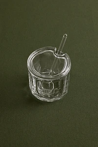GLASS SUGAR BOWL WITH LID