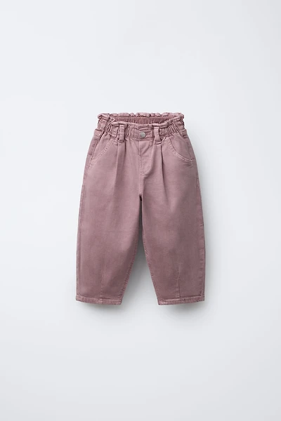 PANTALON BAGGY EN SERGÉ AVEC POCHES CŒUR