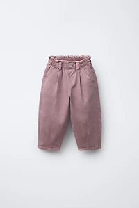 PANTALON BAGGY EN SERGÉ AVEC POCHES CŒUR