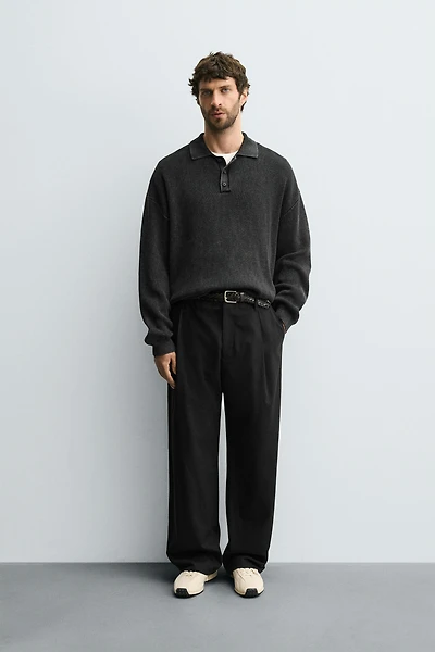 WASHED KNIT POLO SHIRT