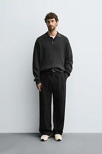 WASHED KNIT POLO SHIRT