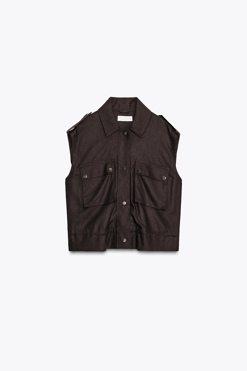 GILET CARGO AVEC LIN