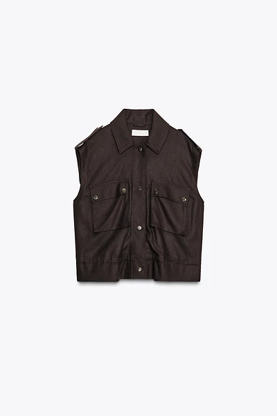 GILET CARGO AVEC LIN