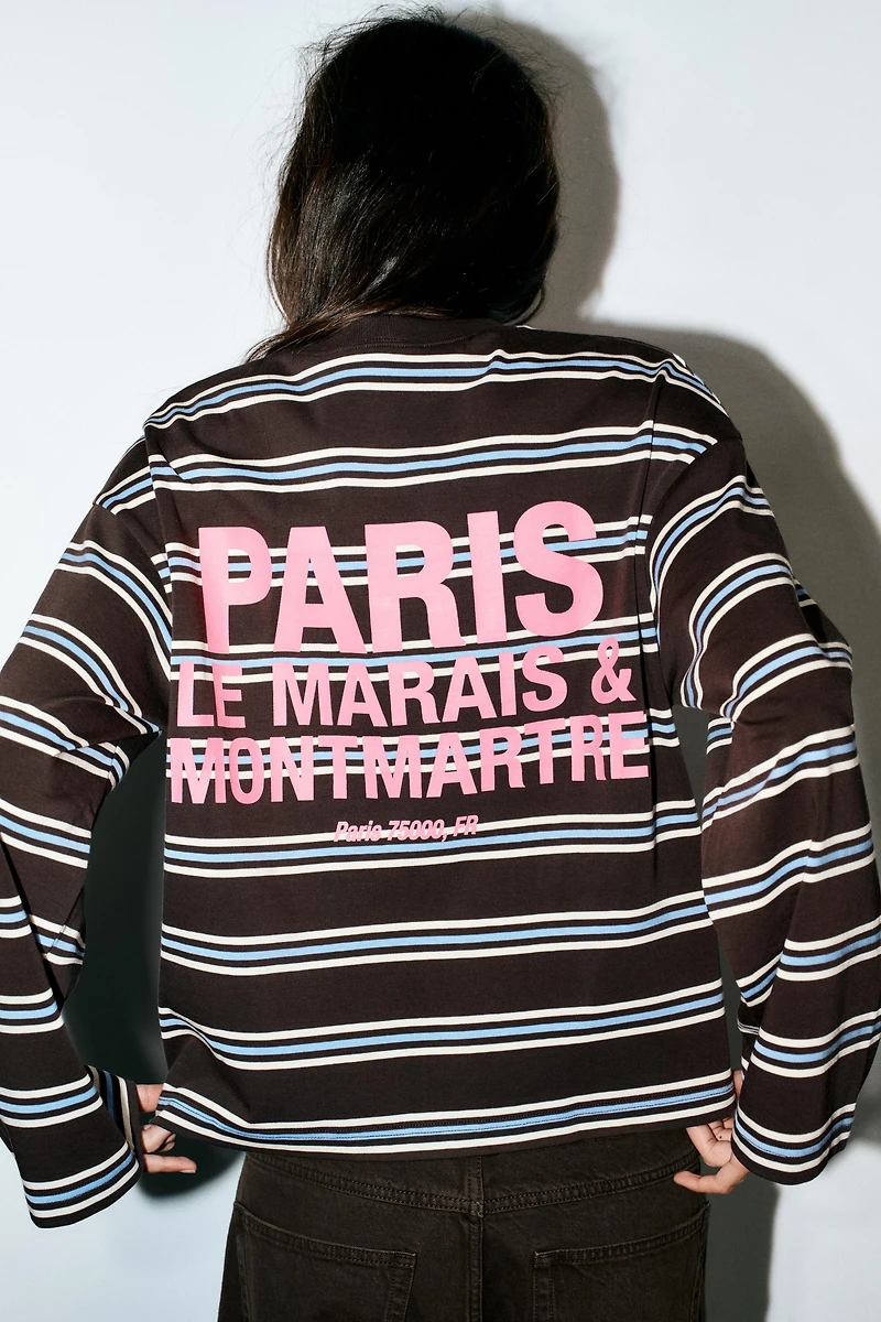 STRIPED TEXT T-SHIRT