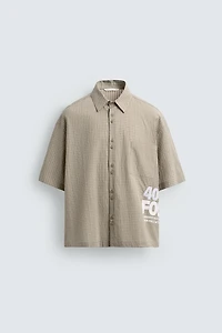 PLAID SHIRT WITH PRINTED TEXT