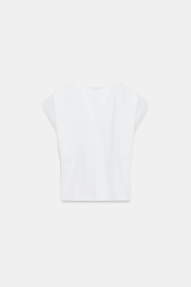 T-SHIRT EN COTON À COL V