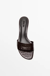 High-heel sandals embossed leather