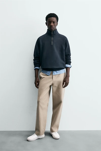 WASHED QUARTER-ZIP SWEATSHIRT