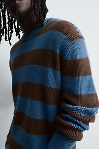 STRIPED PURL KNIT SWEATER