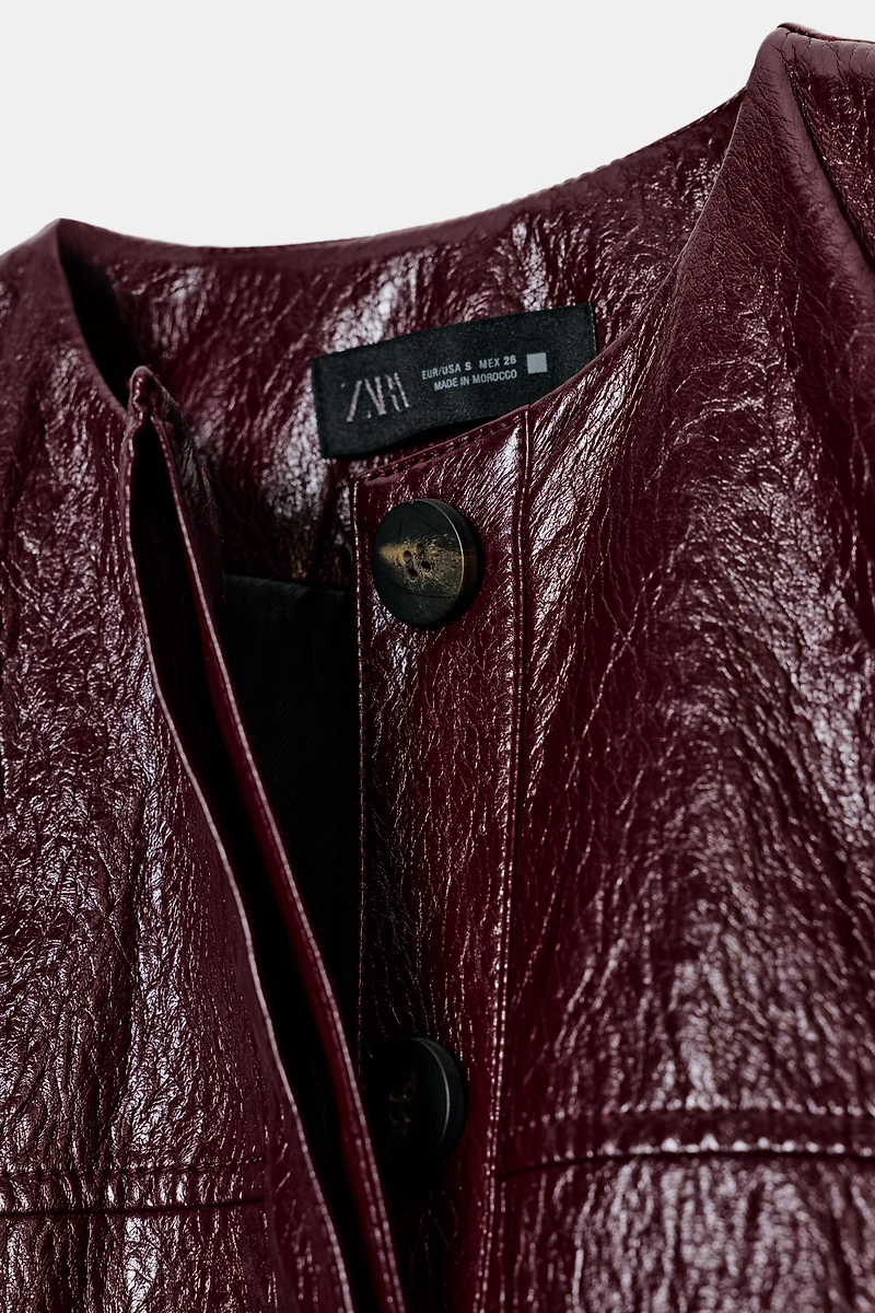 FAUX LEATHER PUFFY BOMBER JACKET