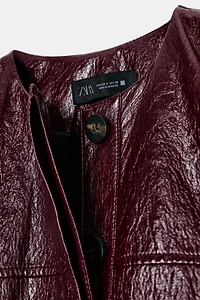 FAUX LEATHER PUFFY BOMBER JACKET