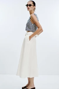 LINEN BELTED COMBINATION MAXI DRESS