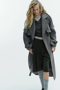 DOUBLE-BREASTED BELTED COAT WITH LOOPS