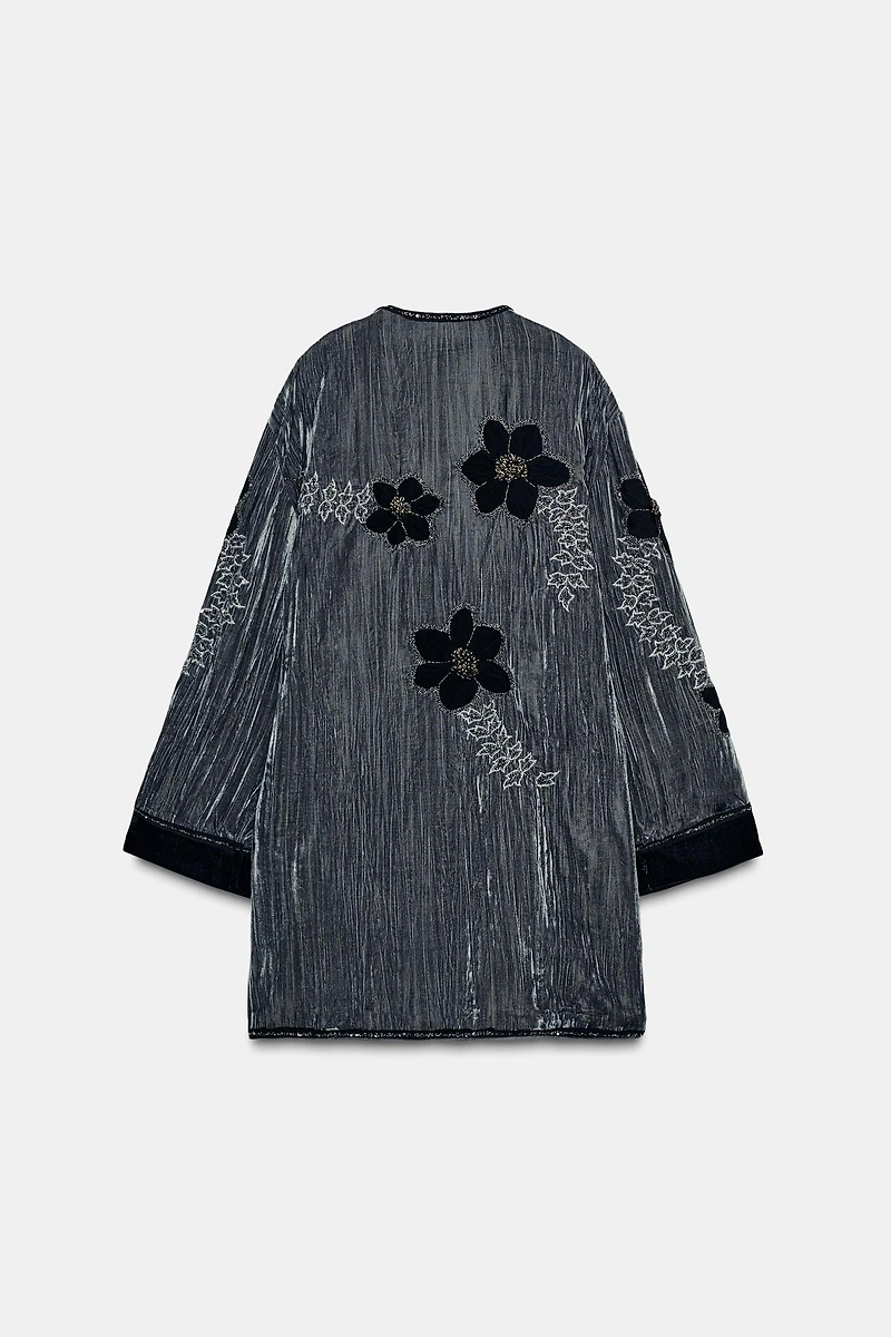 EMBROIDERED VELVET KIMONO ZW COLLECTION LIMITED EDITION