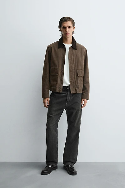 CONTRAST WAXED EFFECT JACKET