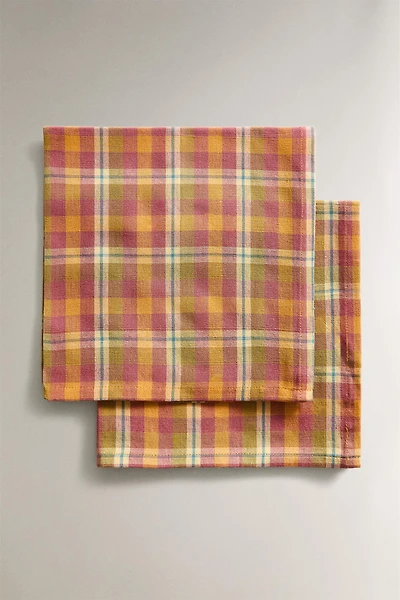 SET OF CHECK DYED THREAD NAPKINS (SET OF 2)