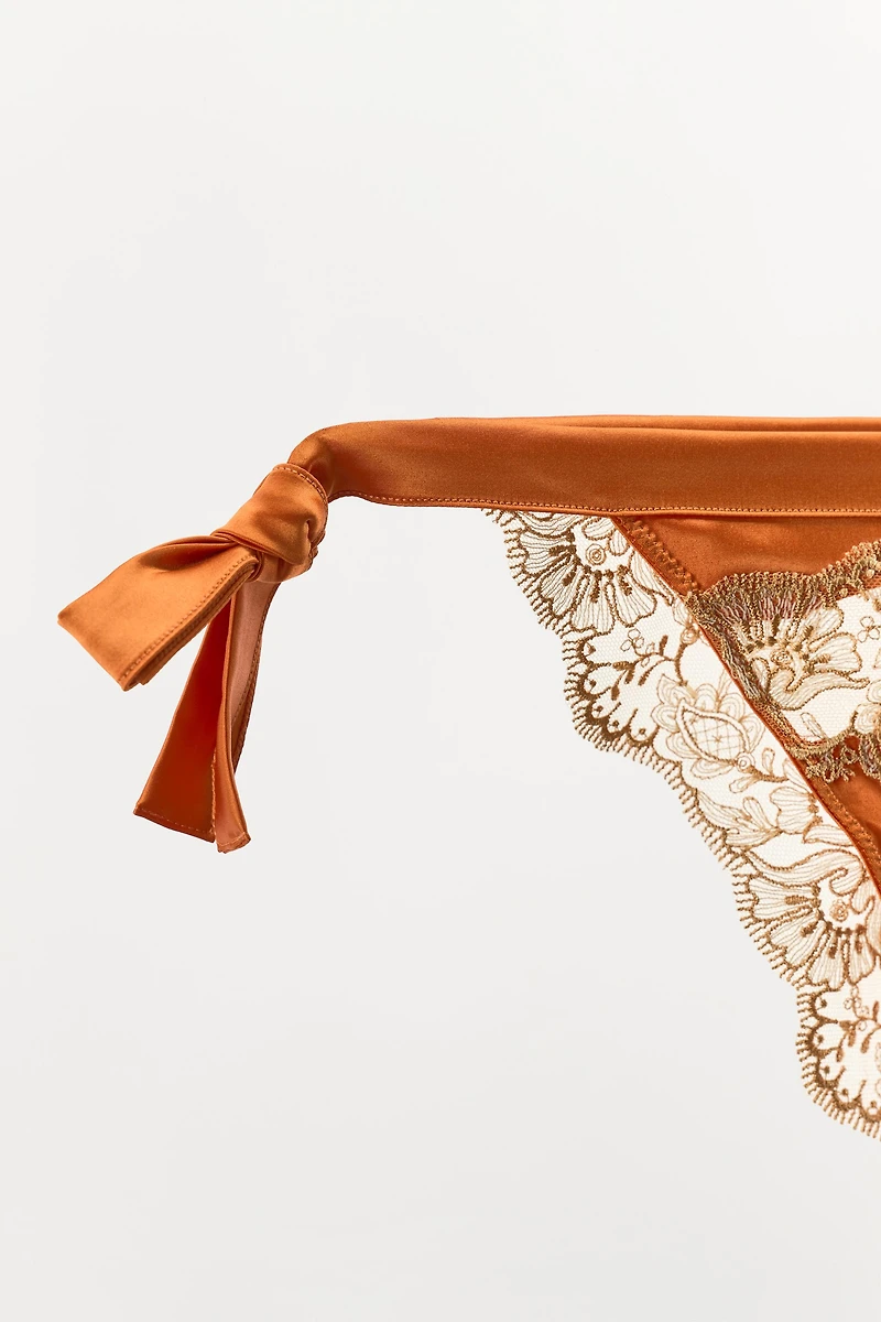 LACE TIE SATIN EFFECT PANTIES