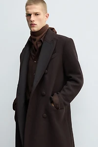 WOOL BLEND COAT WITH CONTRAST LAPEL