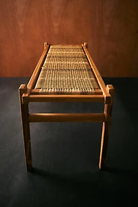 MULTICOLORED RATTAN TEAK BENCH