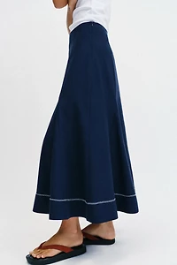 EMBROIDERED A-LINE MIDI SKIRT