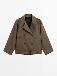 Short trench coat with belt detail