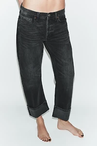 TRF MID-RISE FOLD-UP STRAIGHT LEG JEANS