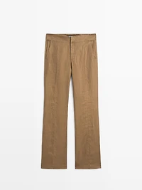 100% linen kick flare fit pants