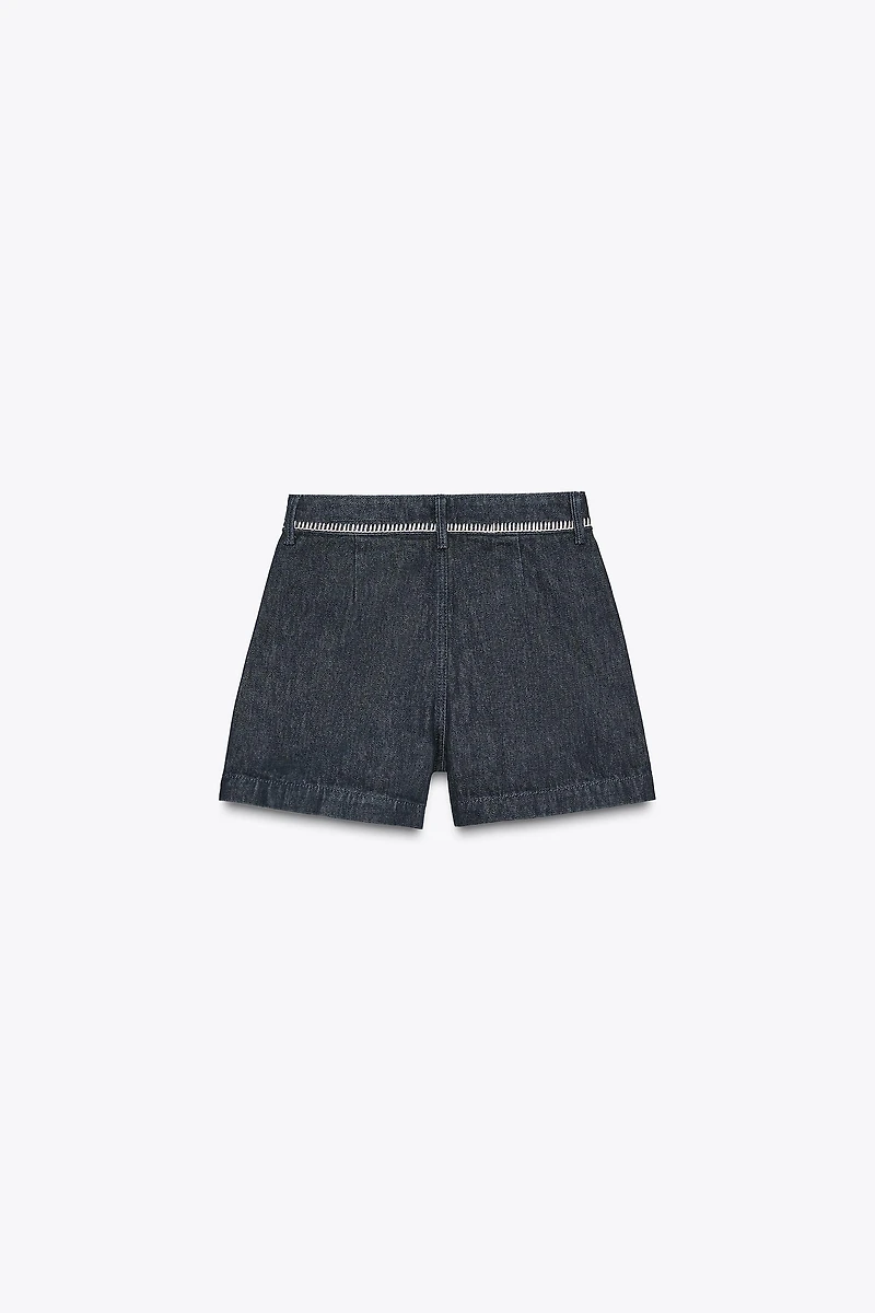 Z1975 HIGH-WAISTED DENIM SHORTS WITH TOPSTITCHING