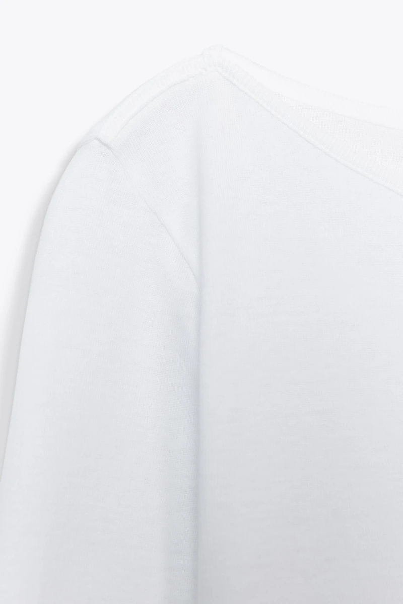 T-SHIRT COL BATEAU EN COTON