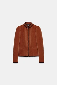CONTRASTING TRIM BLAZER